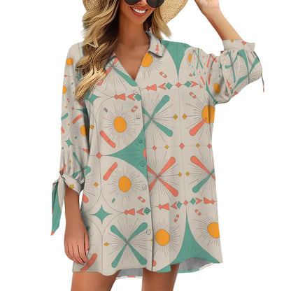 Kate McEnroe New York Jetset Starburst Retro Cover Up, Mid Century Modern Pool Lounge ShirtSwimsuits Cover Ups5wzgLgPScw