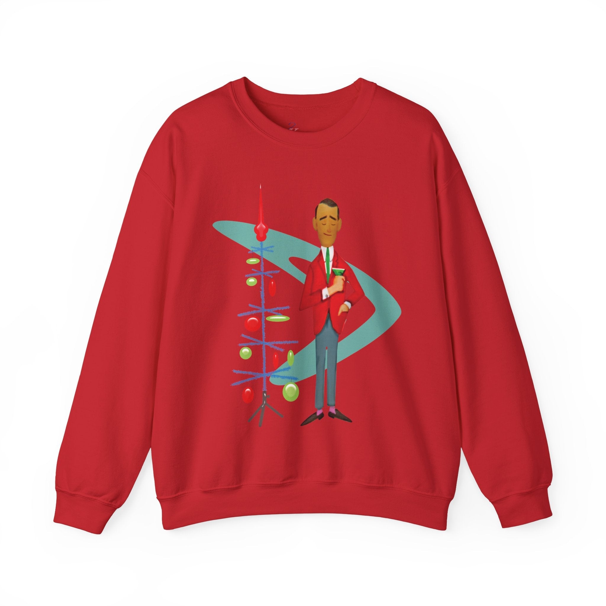 Kate McEnroe New York Kitsch 1950s Christmas Unisex Crewneck Sweatshirt, Mid Century Modern Retro Holiday PulloverSweatshirt16385358963307605353