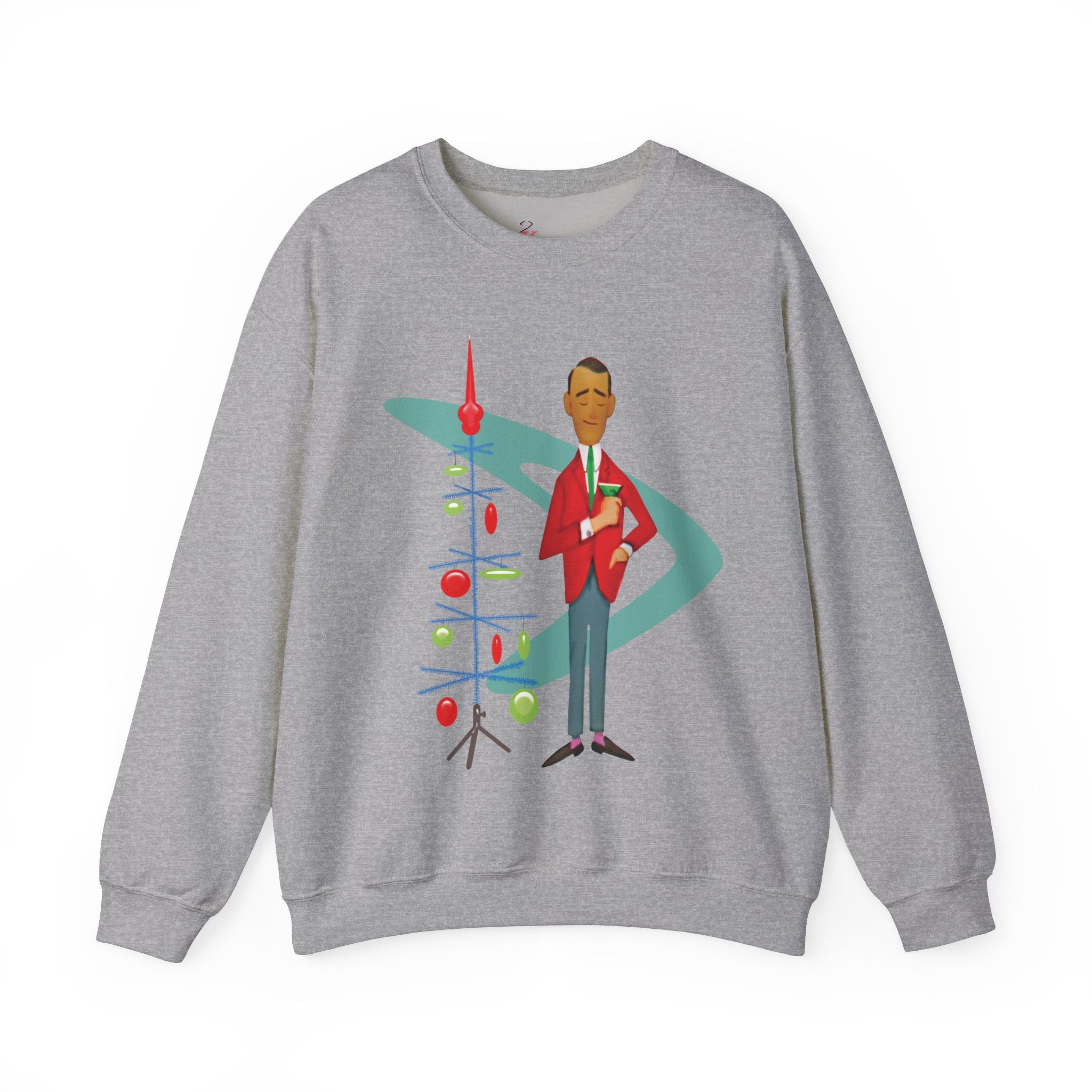 Kate McEnroe New York Kitsch 1950s Christmas Unisex Crewneck Sweatshirt, Mid Century Modern Retro Holiday PulloverSweatshirt23779871570559851667