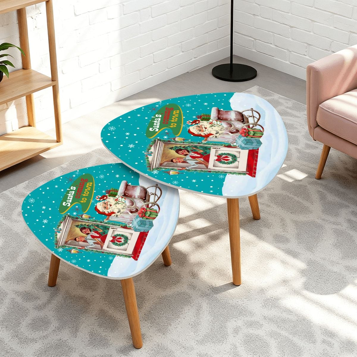 Kate McEnroe New York Kitsch 1950s Santa’s Coming to Town Sleigh MCM Nesting TablesNesting Tabless37Z1PKA2x
