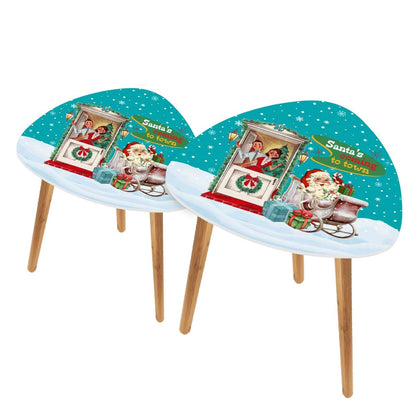 Kate McEnroe New York Kitsch 1950s Santa’s Coming to Town Sleigh MCM Nesting TablesNesting Tabless37Z1PKA2x