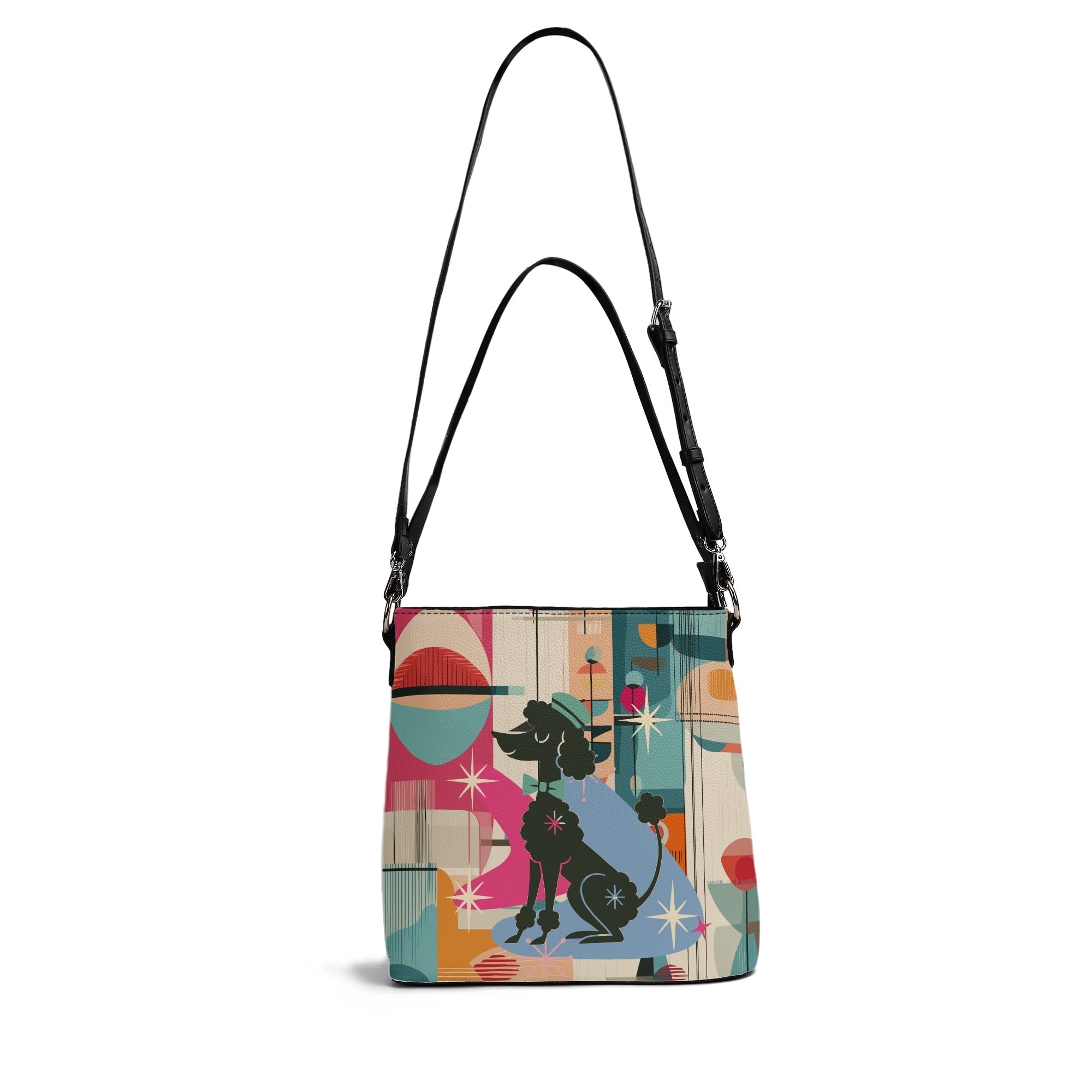 Kate McEnroe New York Kitsch 50s Mod Poodle Mid Century Modern Crossbody Bag, Retro Abstract Geometric MCM Shoulder BagHandbagsWLXGX71W - 1