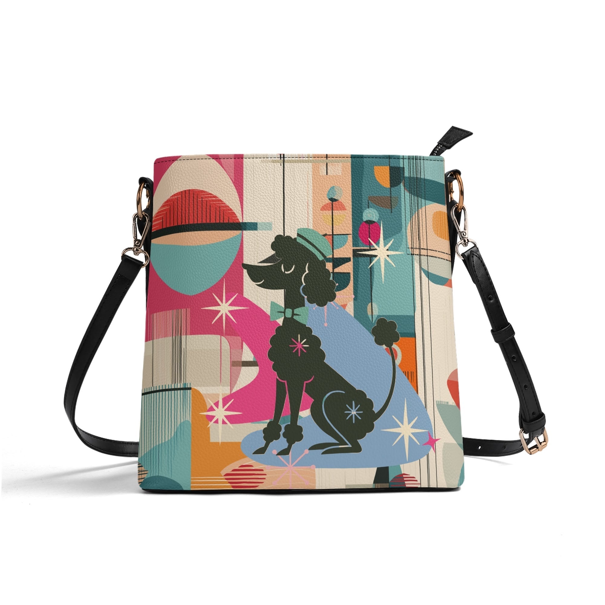 Kate McEnroe New York Kitsch 50s Mod Poodle Mid Century Modern Crossbody Bag, Retro Abstract Geometric MCM Shoulder BagHandbagsWLXGX71W - 1