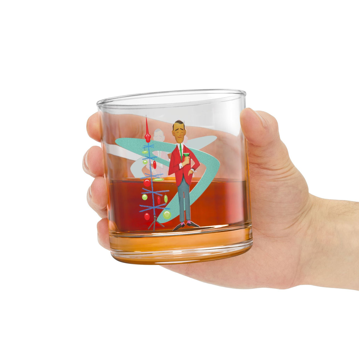 Kate McEnroe New York Kitsch Christmas 1950s Mid Century Modern Retro Rocks GlassWhiskey Glass29709452324100021893-4