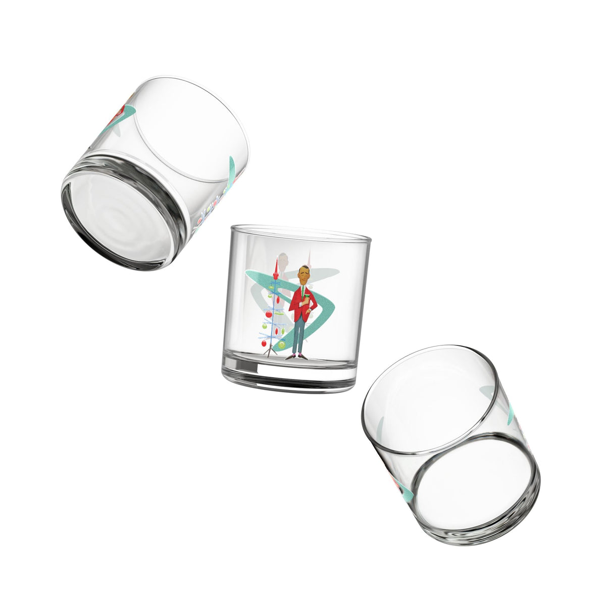Kate McEnroe New York Kitsch Christmas 1950s Mid Century Modern Retro Rocks GlassWhiskey Glass29709452324100021893-4