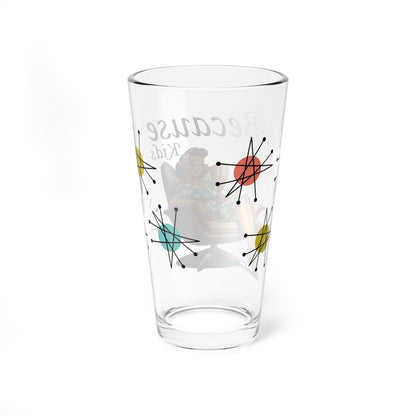 Kate McEnroe New York Kitschy 1950s Mid Century Modern Because Kids Pint Glass, Funny Gift for Mom, MCM Cocktail Shaker, Mixing, Drinking, Beer GlassMixing Glasses55969340391080520723