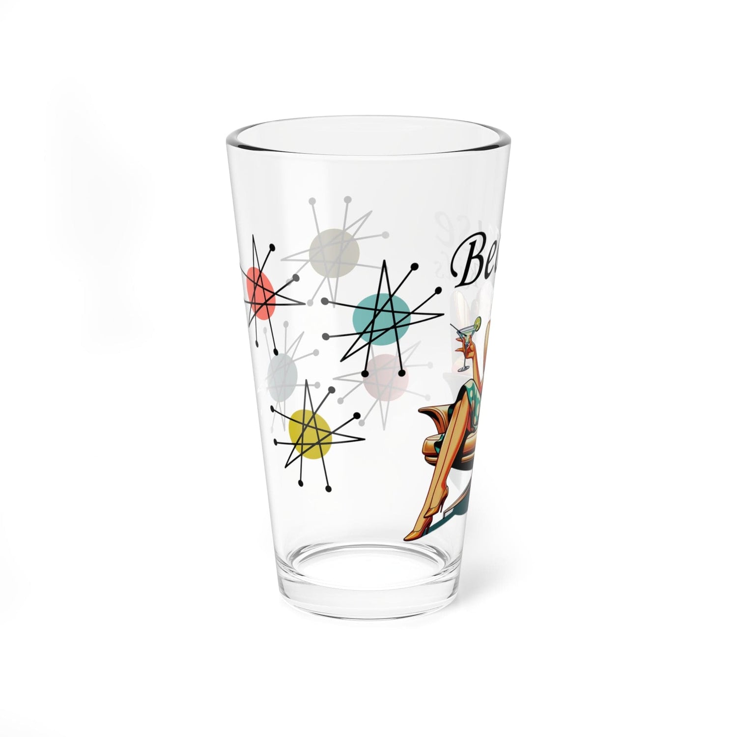 Kate McEnroe New York Kitschy 1950s Mid Century Modern Because Kids Pint Glass, Funny Gift for Mom, MCM Cocktail Shaker, Mixing, Drinking, Beer GlassMixing Glasses55969340391080520723