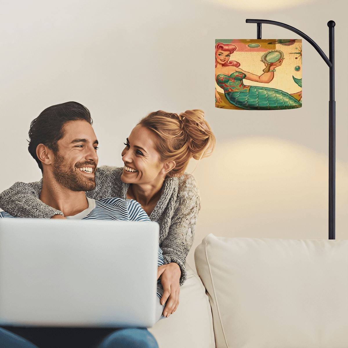 Kate McEnroe New York Kitschy 1950s Retro Mermaid Atomic Starburst Arc Floor LampArc Floor Lamps1LIm63Hlt2