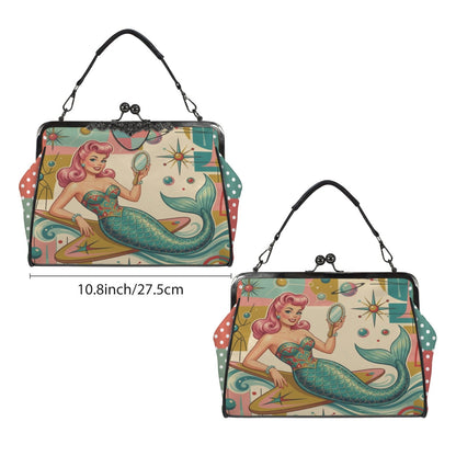 Kate McEnroe New York Kitschy 1950s Retro Mermaid Atomic Starburst Kiss Lock HandbagCrossbody BagsD3282730