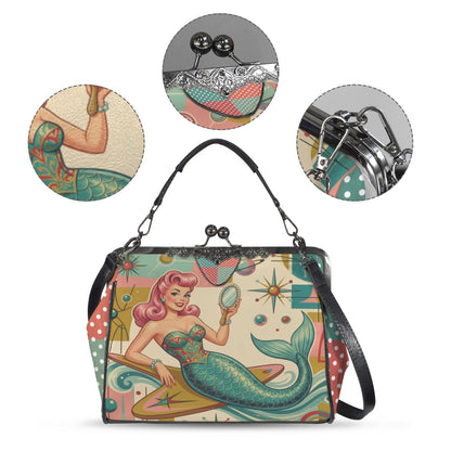 Kate McEnroe New York Kitschy 1950s Retro Mermaid Atomic Starburst Kiss Lock HandbagCrossbody BagsD3282730