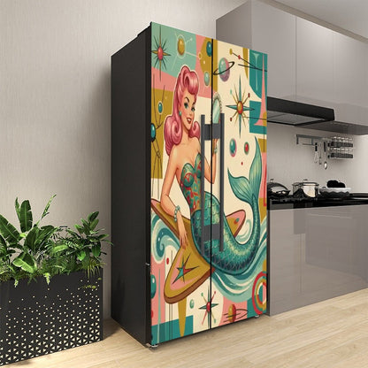 Kate McEnroe New York Kitschy 1950s Retro Mermaid Atomic Starburst Refrigerator WrapRefrigerator WrapskQeOot4rZ9