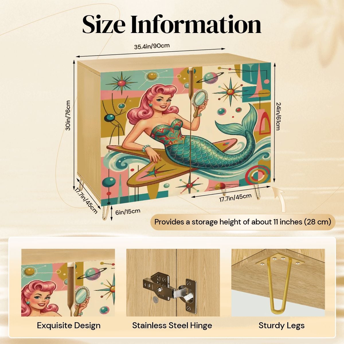 Kate McEnroe New York Kitschy 1950s Retro Mermaid Atomic Starburst Storage CabinetStorage CabinetslmBTwYt9tV