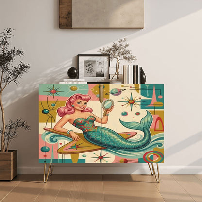 Kate McEnroe New York Kitschy 1950s Retro Mermaid Atomic Starburst Storage CabinetStorage CabinetslmBTwYt9tV