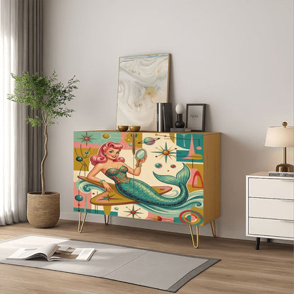 Kate McEnroe New York Kitschy 1950s Retro Mermaid Atomic Starburst Storage CabinetStorage CabinetslmBTwYt9tV