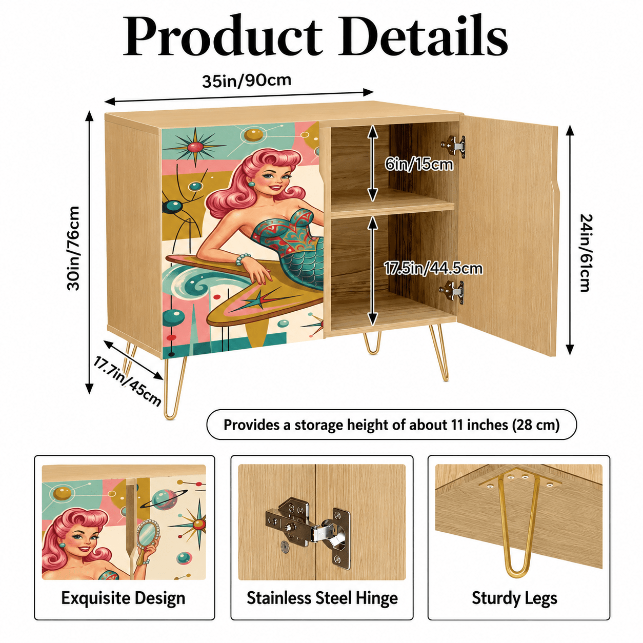 Kate McEnroe New York Kitschy 1950s Retro Mermaid Atomic Starburst Storage CabinetStorage CabinetslmBTwYt9tV