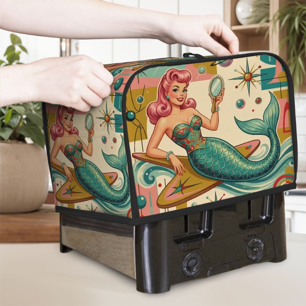 Kate McEnroe New York Kitschy 1950s Retro Mermaid Atomic Starburst Toaster CoverToaster CoversnqusUeBNPkL