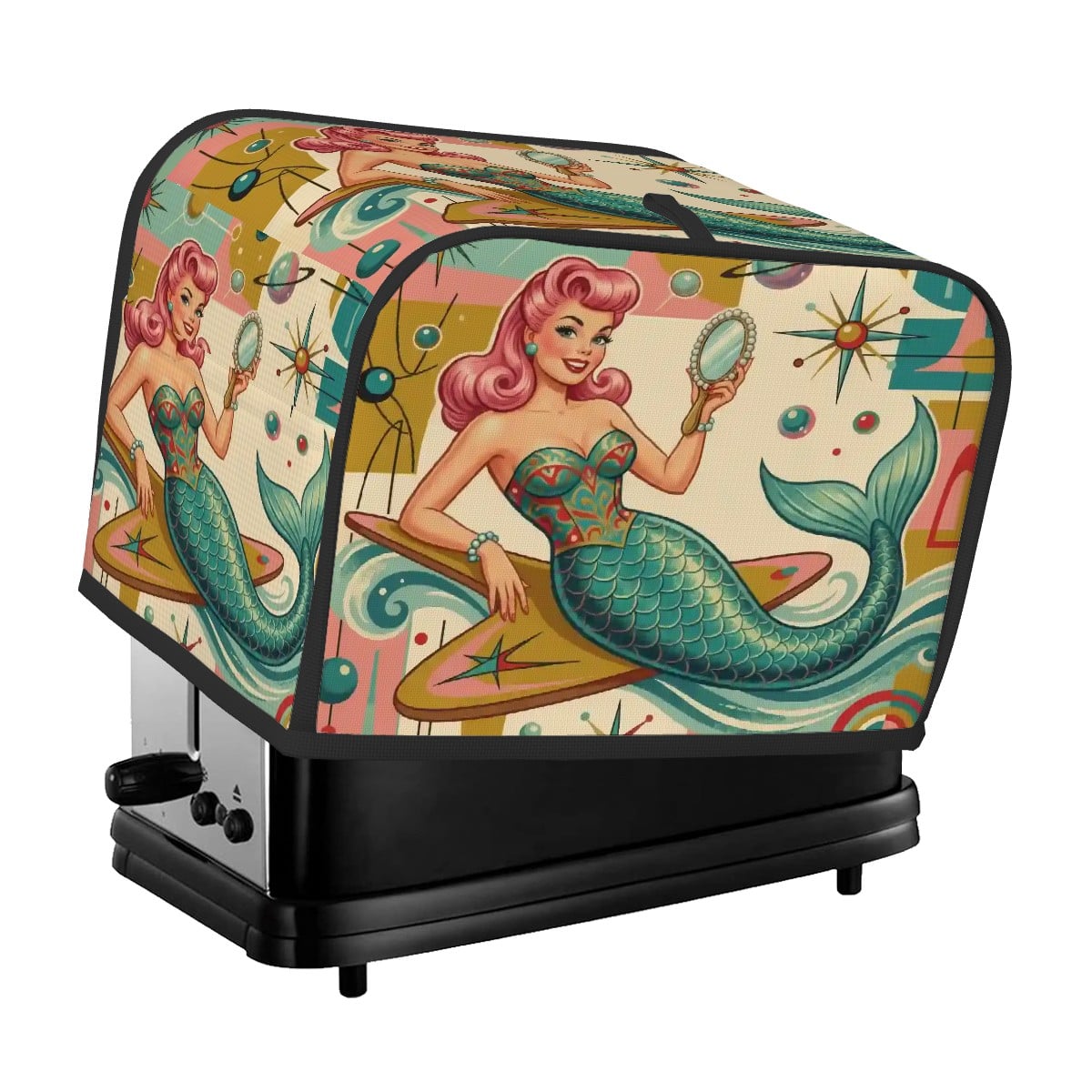 Kate McEnroe New York Kitschy 1950s Retro Mermaid Atomic Starburst Toaster CoverToaster CoversoyaTQpD1mm