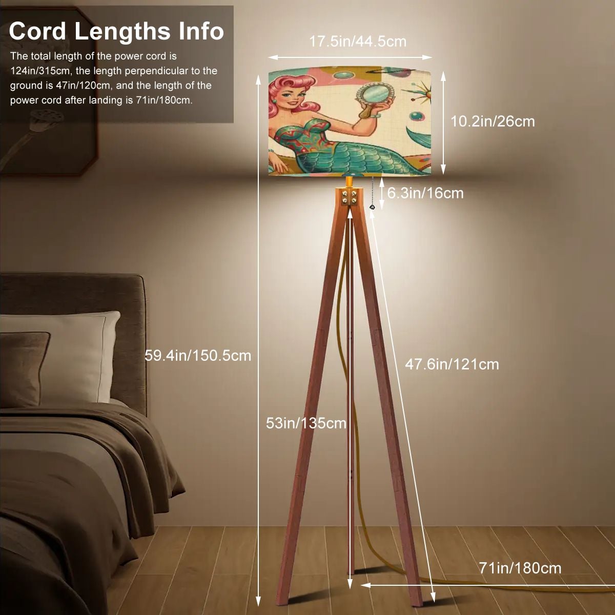 Kate McEnroe New York Kitschy 1950s Retro Mermaid Atomic Starburst Tripod Floor LampTripod Floor Lampsj5o3OLJUAq