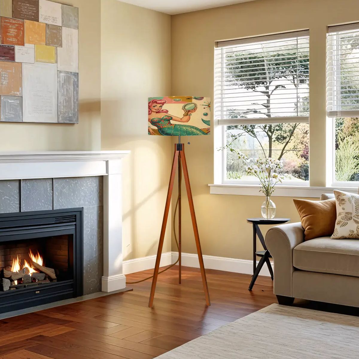 Kate McEnroe New York Kitschy 1950s Retro Mermaid Atomic Starburst Tripod Floor LampTripod Floor Lampsj5o3OLJUAq