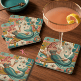 Kate McEnroe New York Kitschy 1950s Retro Mermaid Coasters, Atomic Starburst BarwareCoasters7021