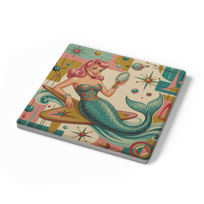Kate McEnroe New York Kitschy 1950s Retro Mermaid Coasters, Atomic Starburst BarwareCoasters7021