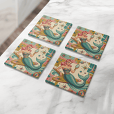Kate McEnroe New York Kitschy 1950s Retro Mermaid Coasters, Atomic Starburst BarwareCoasters7021