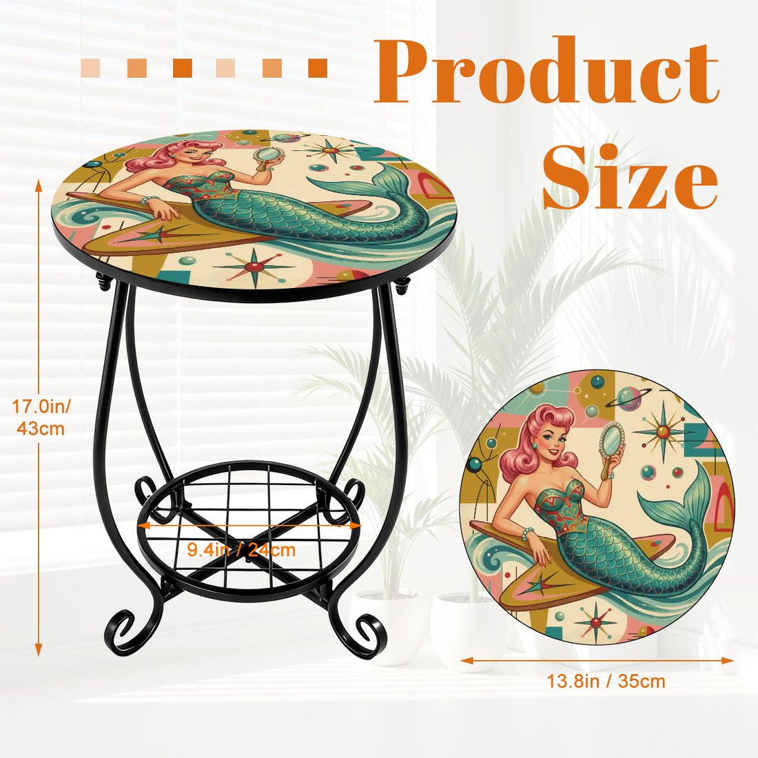 Kate McEnroe New York Kitschy 1950s Retro Mermaid Pin Up Outdoor Side Tableoutdoor side table7ME4TwAlyL