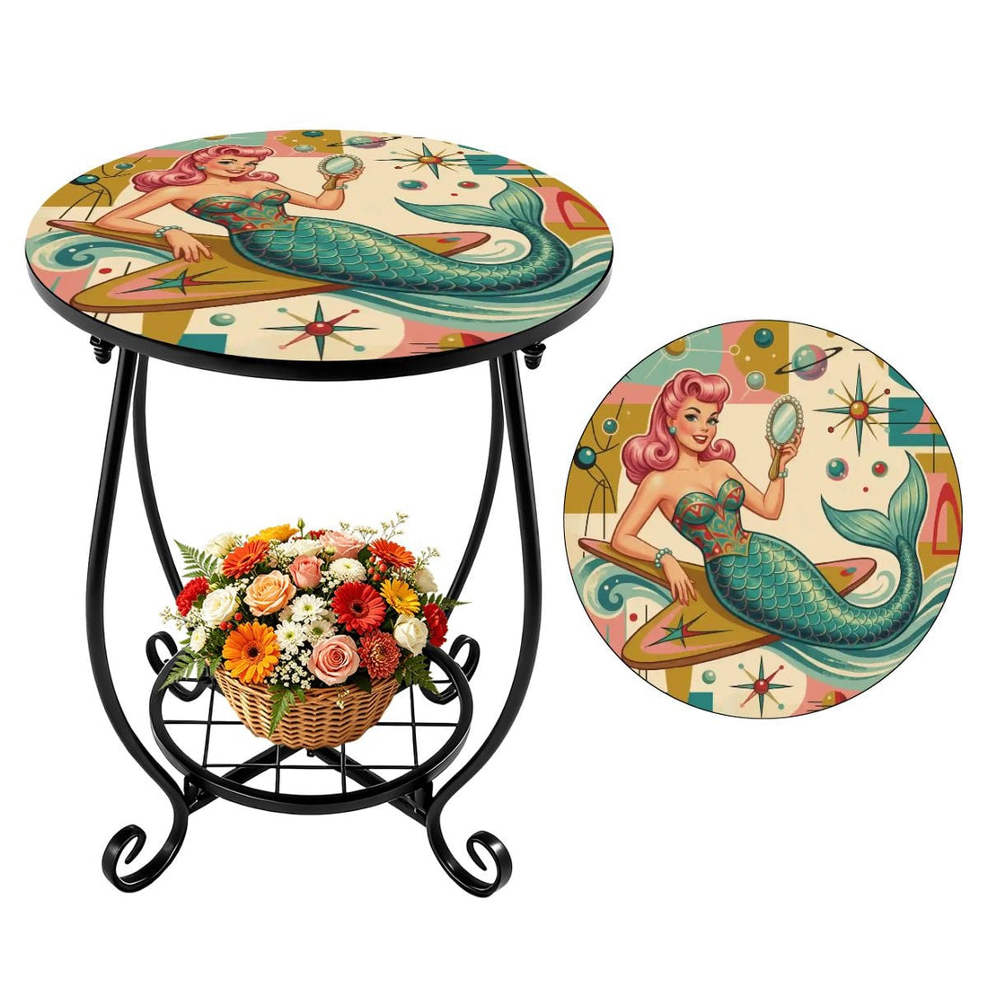 Kate McEnroe New York Kitschy 1950s Retro Mermaid Pin Up Outdoor Side Tableoutdoor side table7ME4TwAlyL