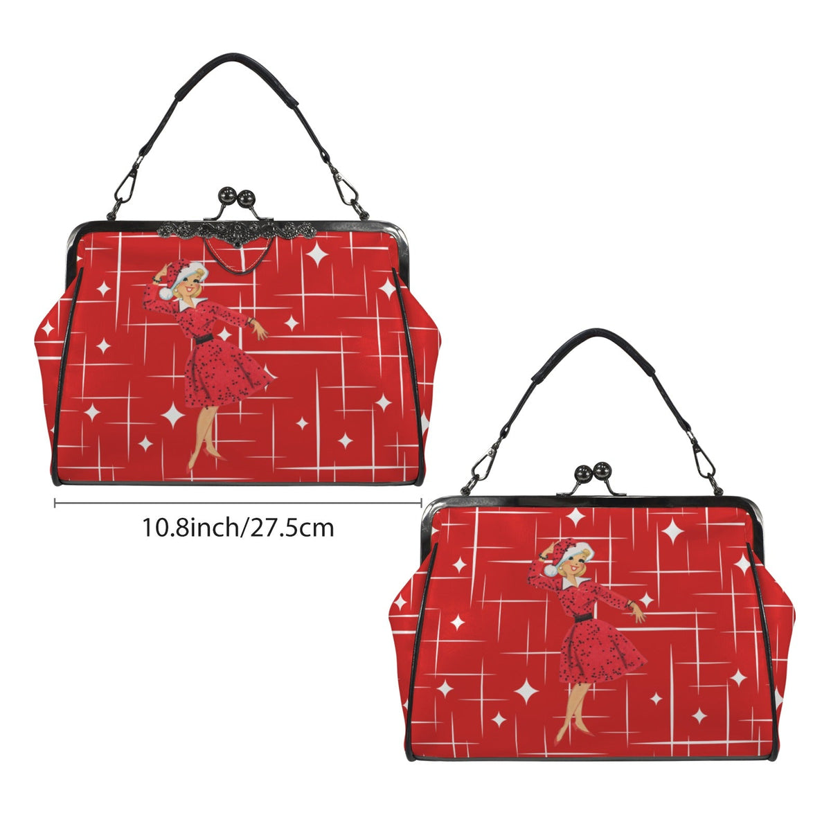 Kate McEnroe New York Kitschy 50s Christmas Pinup Mid Century Modern Kiss Lock Crossbody bagCrossbody BagsD3476212