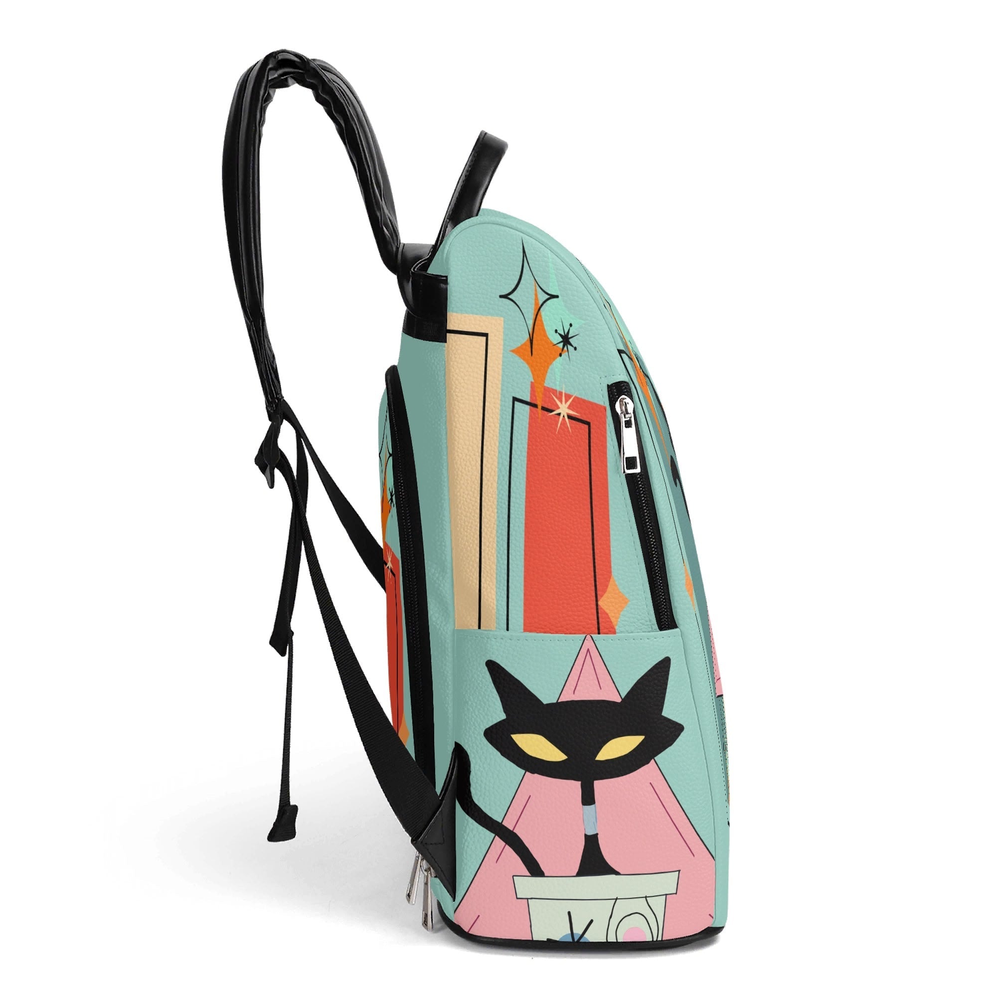 Kate McEnroe New York Kitschy Atomic Cat Backpack, Mid Century Modern Travel CarryallBackpacksN2M56QVN-1