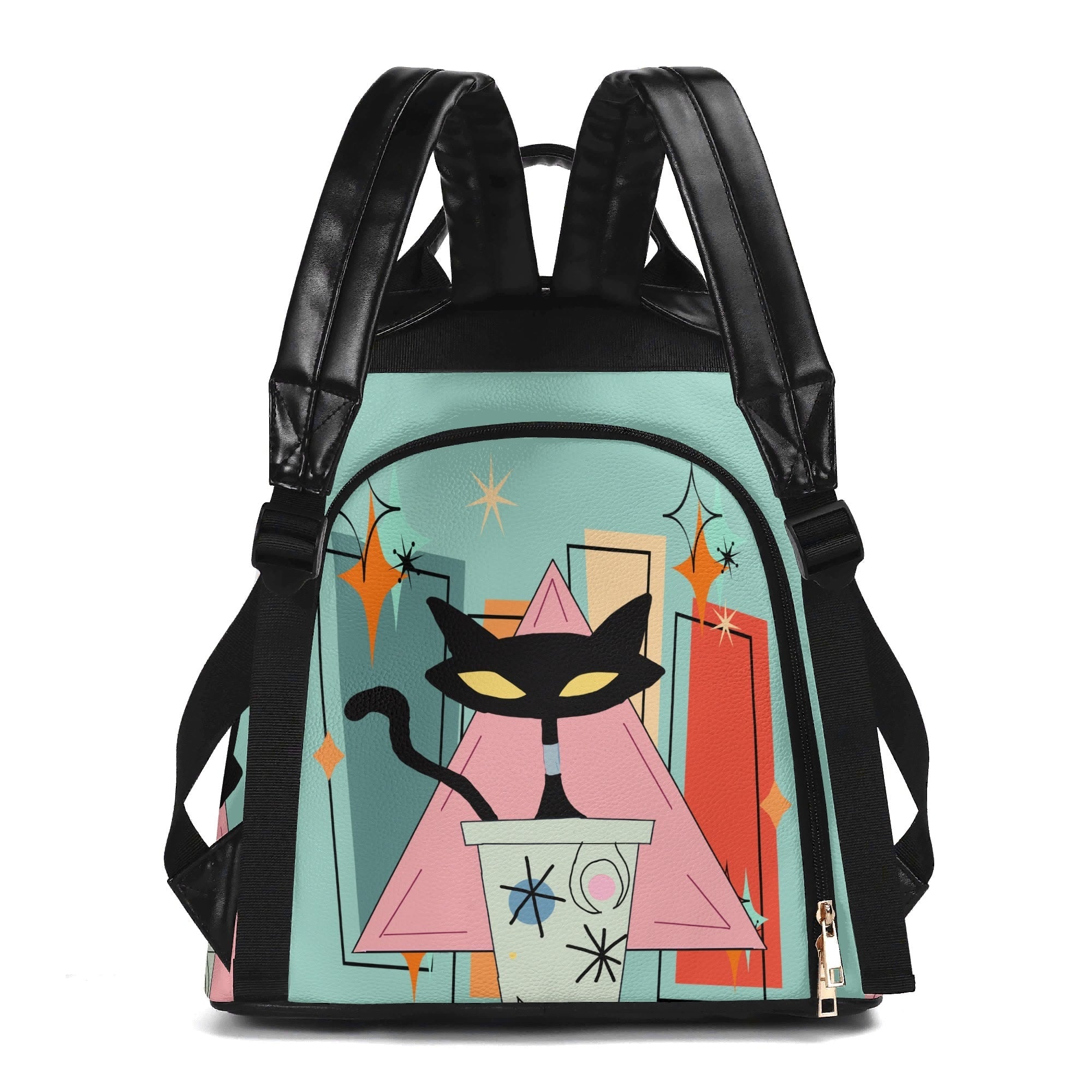 Kate McEnroe New York Kitschy Atomic Cat Backpack, Mid Century Modern Travel CarryallBackpacksN2M56QVN-1