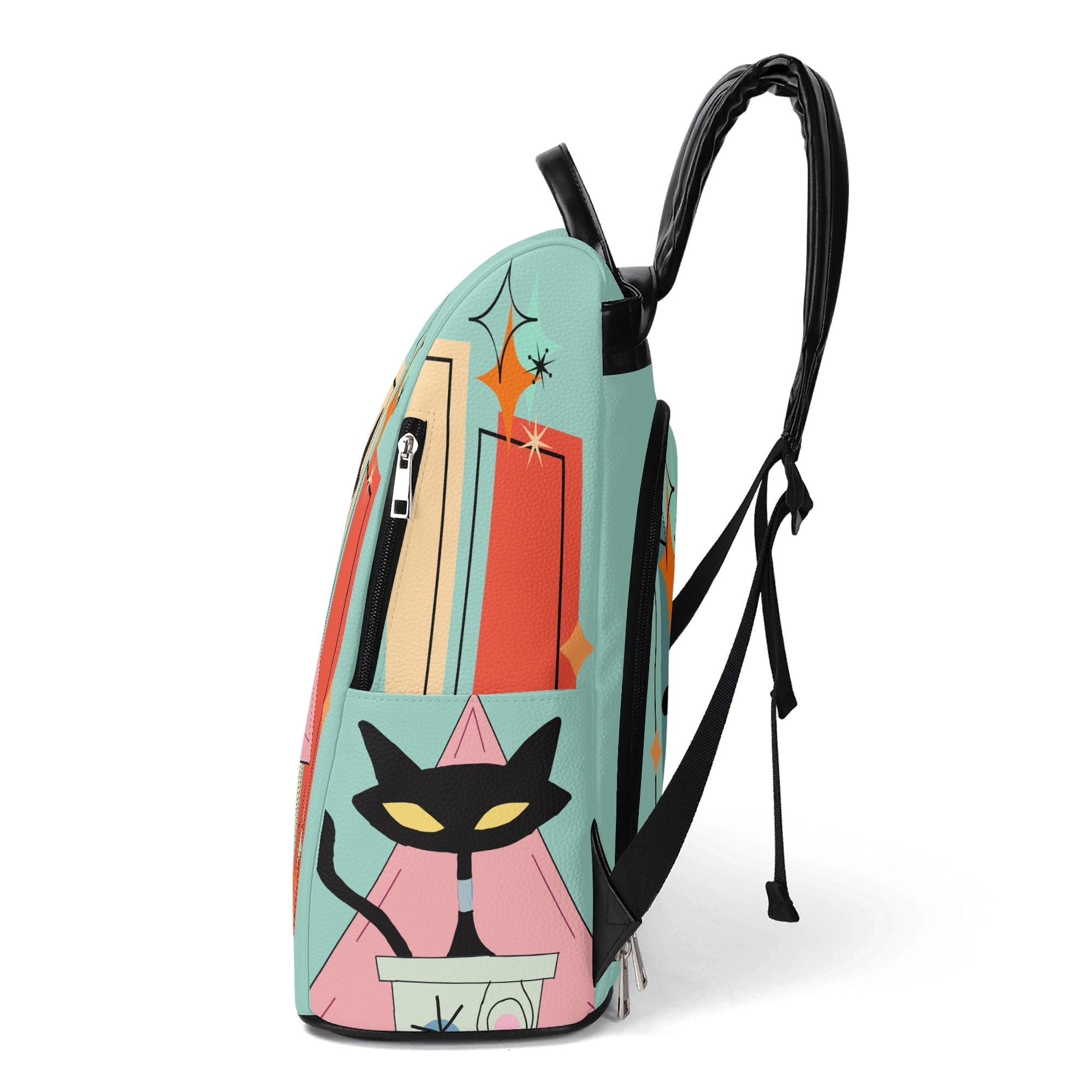 Kate McEnroe New York Kitschy Atomic Cat Backpack, Mid Century Modern Travel CarryallBackpacksN2M56QVN-1