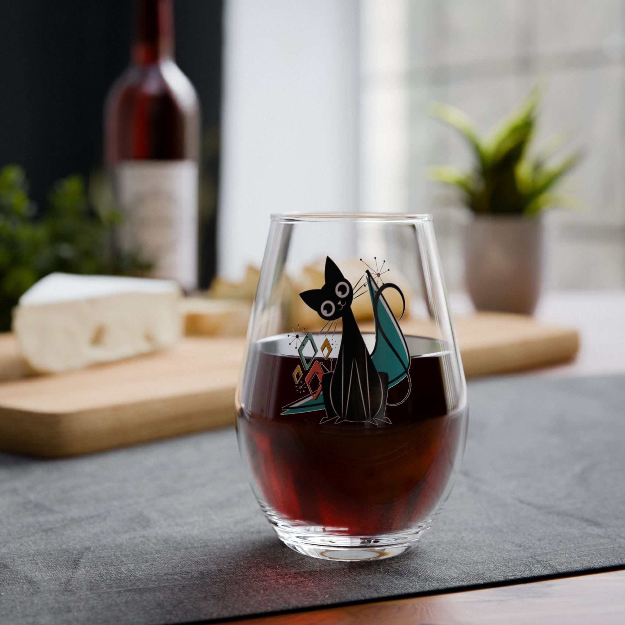 Kate McEnroe New York Kitschy Atomic Cat Boomerang Starburst Wine GlassWine Glasses18934908465852436384