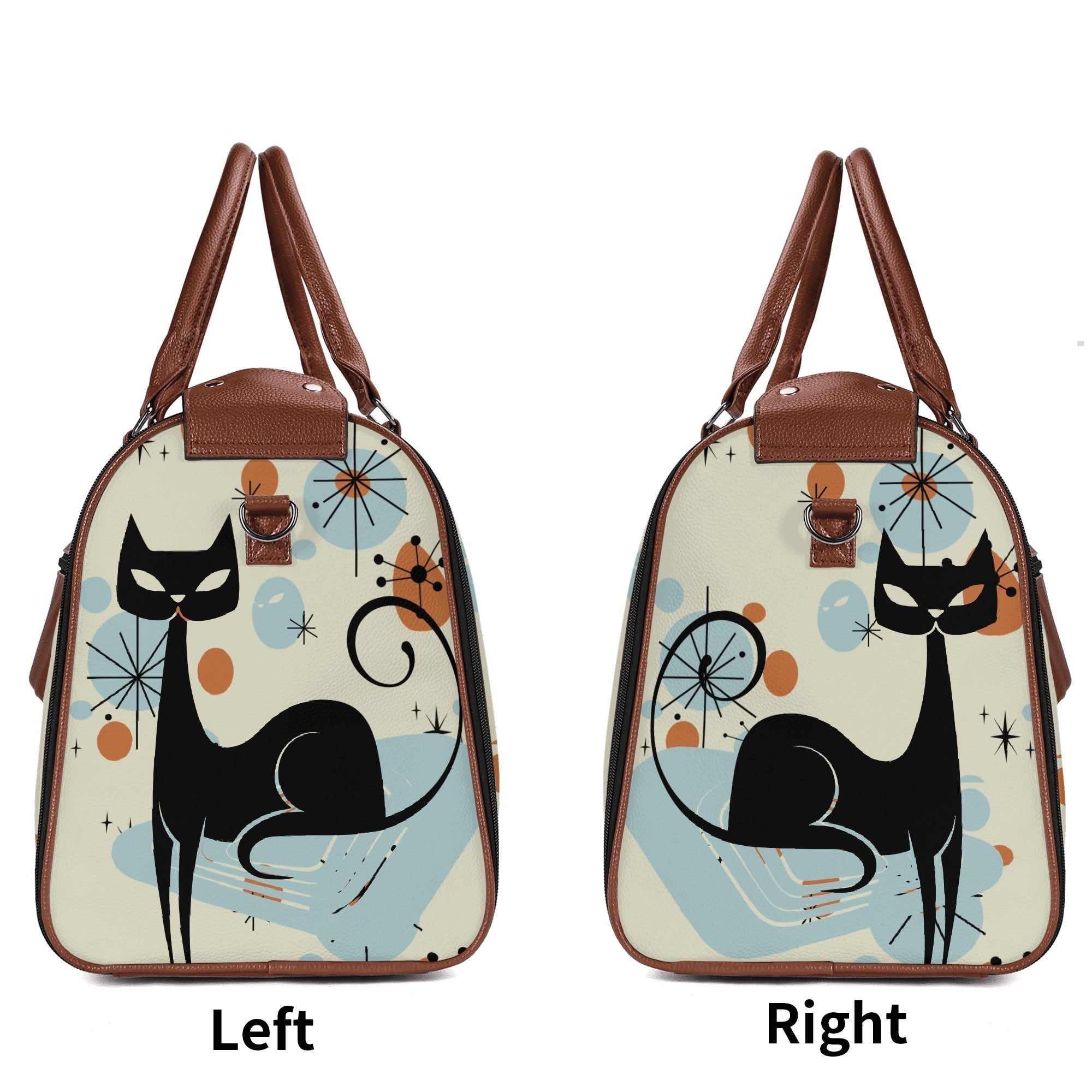 Kate McEnroe New York Kitschy Atomic Cat Duffel Bag, Mid Century Modern Sexton Cat Weekender, Retro Kitsch Carry - OnDuffel BagsWX12GR5W - 1