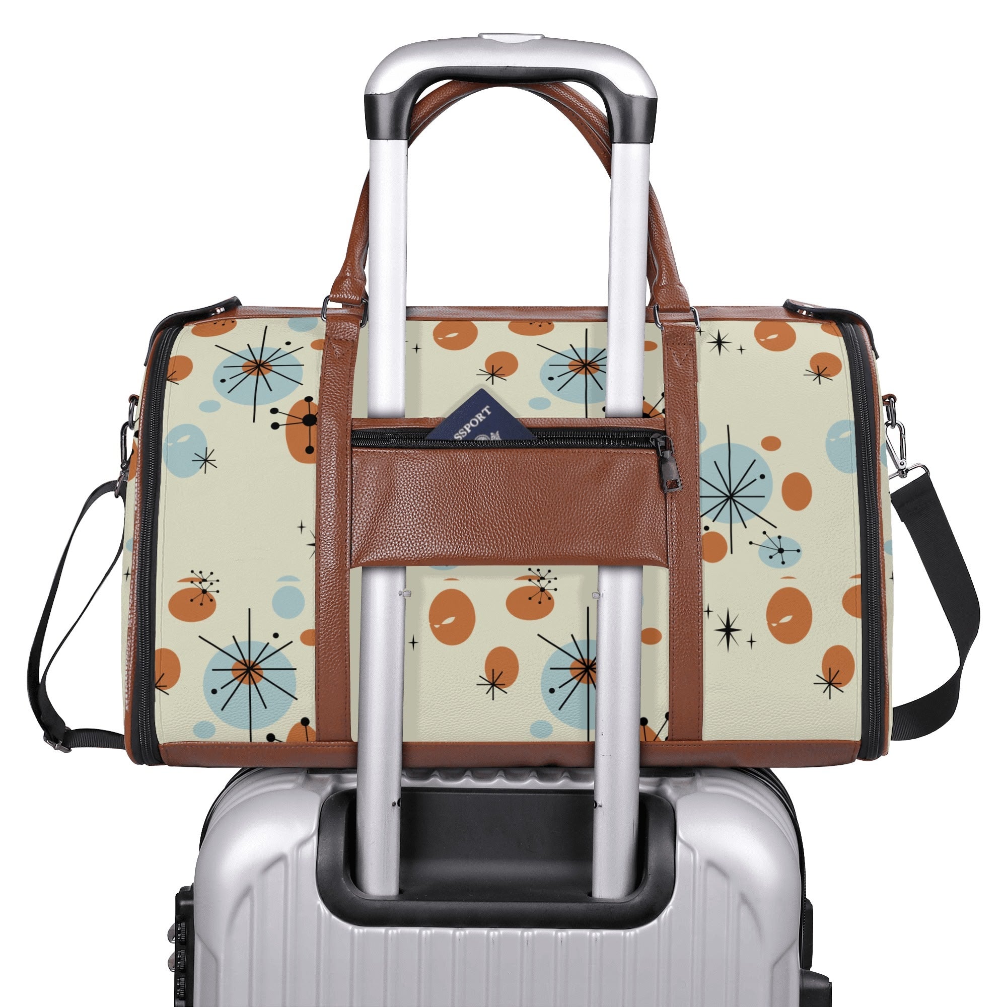 Kate McEnroe New York Kitschy Atomic Cat Duffel Bag, Mid Century Modern Sexton Cat Weekender, Retro Kitsch Carry - OnDuffel BagsWX12GR5W - 1
