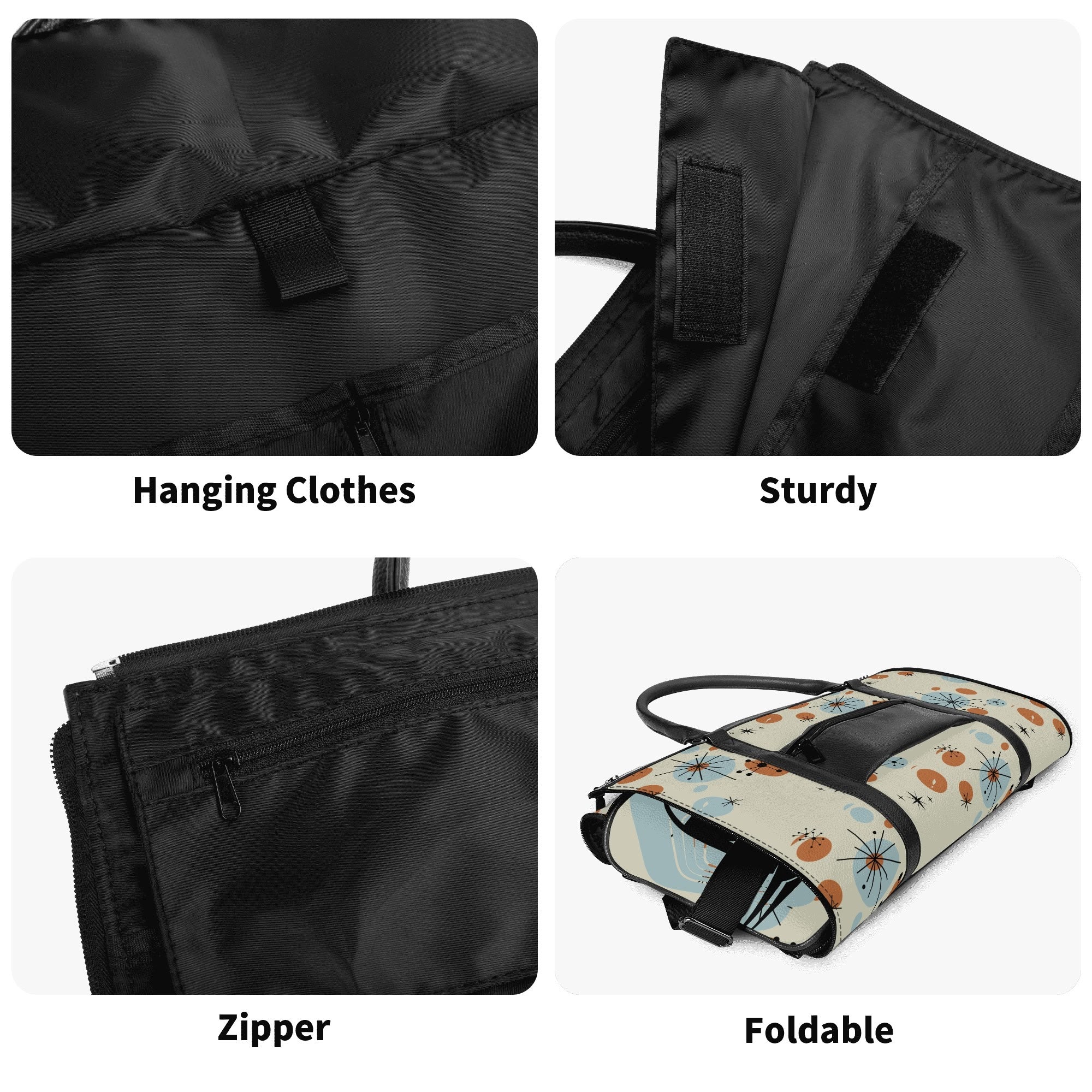 Kate McEnroe New York Kitschy Atomic Cat Duffel Bag, Mid Century Modern Sexton Cat Weekender, Retro Kitsch Carry - OnDuffel BagsWX12GR5W - 2
