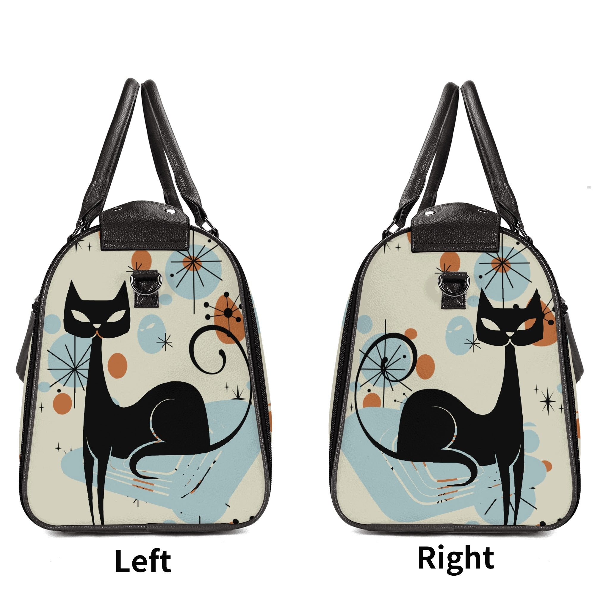 Kate McEnroe New York Kitschy Atomic Cat Duffel Bag, Mid Century Modern Sexton Cat Weekender, Retro Kitsch Carry - OnDuffel BagsWX12GR5W - 2