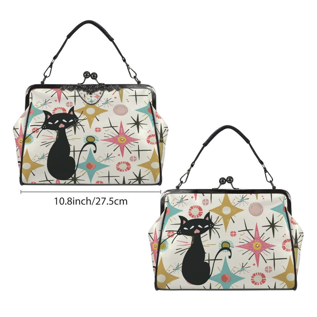 Kate McEnroe New York Kitschy Atomic Cat Kiss Lock Handbag, Retro MCM Crossbody PurseCrossbody BagsD3323102