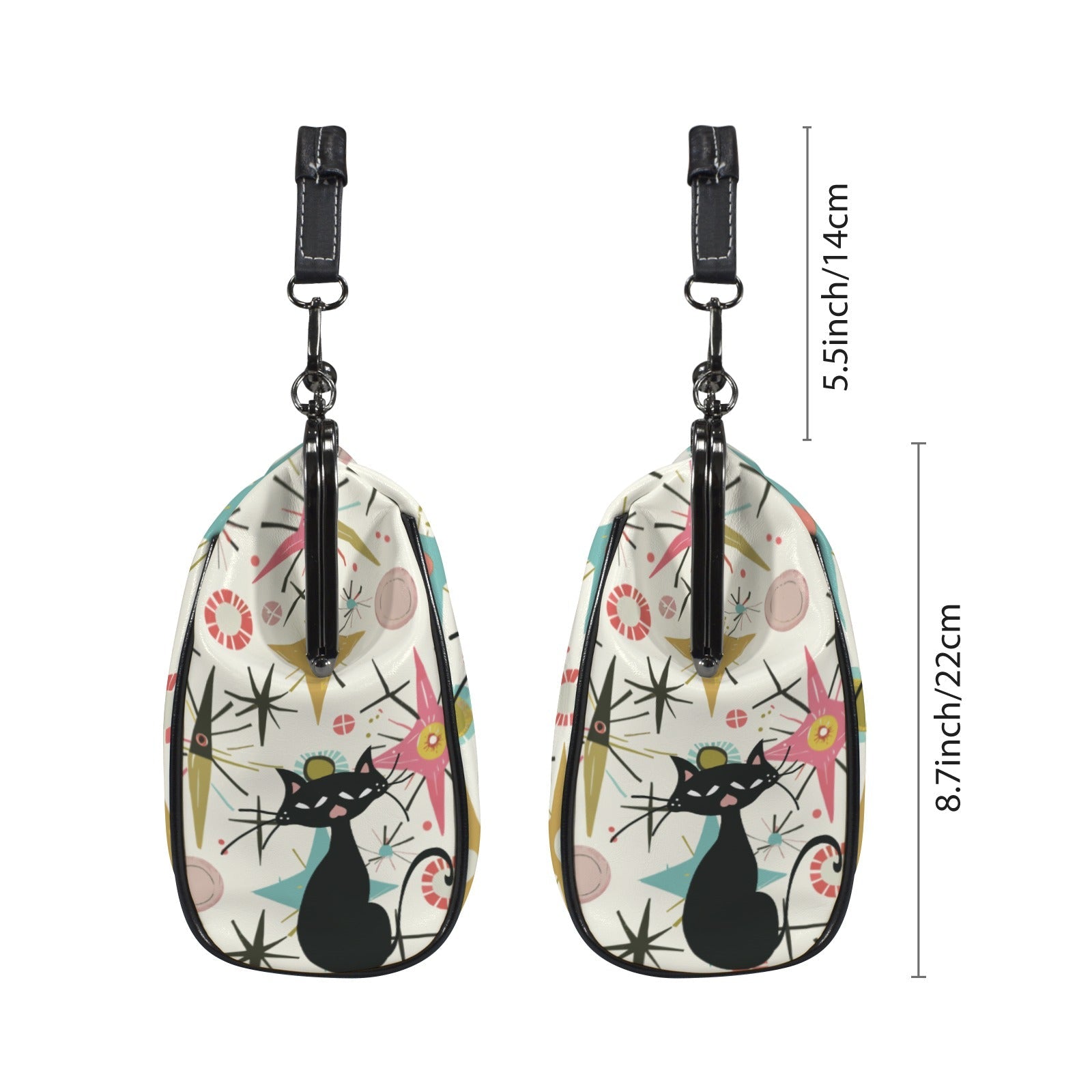 Kate McEnroe New York Kitschy Atomic Cat Kiss Lock Handbag, Retro MCM Crossbody PurseCrossbody BagsD3323102