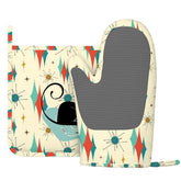 Kate McEnroe New York Kitschy Atomic Cat Left Hand Oven Mitt Set, MCM Kitchen DecorOven Mitts & Pot Holder SetrBtG5TvuxO