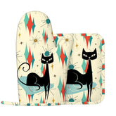 Kate McEnroe New York Kitschy Atomic Cat Left Hand Oven Mitt Set, MCM Kitchen DecorOven Mitts & Pot Holder SetrBtG5TvuxO