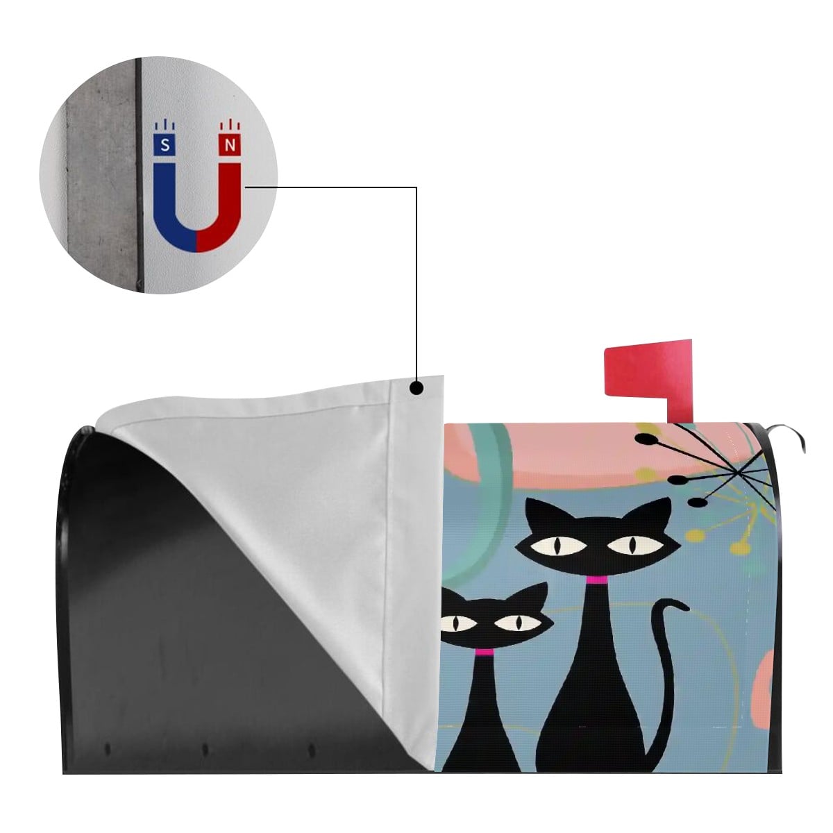 Kate McEnroe New York Kitschy Atomic Cat Mid Century Modern Magnetic Mailbox CoverGarden DecorXVbGz7zjmI