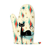 Kate McEnroe New York Kitschy Atomic Cat Right Hand Oven Mitt Set, MCM Kitchen DecorOven Mitts & Pot Holder SetJk1tSBtUPI