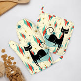 Kate McEnroe New York Kitschy Atomic Cat Right Hand Oven Mitt Set, MCM Kitchen DecorOven Mitts & Pot Holder SetJk1tSBtUPI