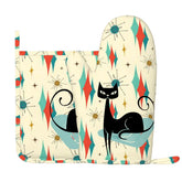 Kate McEnroe New York Kitschy Atomic Cat Right Hand Oven Mitt Set, MCM Kitchen DecorOven Mitts & Pot Holder SetJk1tSBtUPI