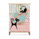 Kate McEnroe New York Kitschy Atomic Cat Shoe Cabinet, Mid Century Modern Retro Organizer, Pink Teal Black MCM StorageShoe StoragejfQTLH0mmc
