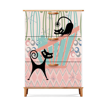 Kate McEnroe New York Kitschy Atomic Cat Shoe Cabinet, Mid Century Modern Retro Organizer, Pink Teal Black MCM StorageShoe StoragejfQTLH0mmc
