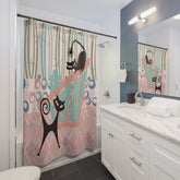 Kate McEnroe New York Kitschy Atomic Cat Shower Curtain, Retro 1950s MCM Bath DecorShower Curtains26175674228548713750
