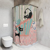 Kate McEnroe New York Kitschy Atomic Cat Shower Curtain, Retro 1950s MCM Bath DecorShower Curtains26175674228548713750