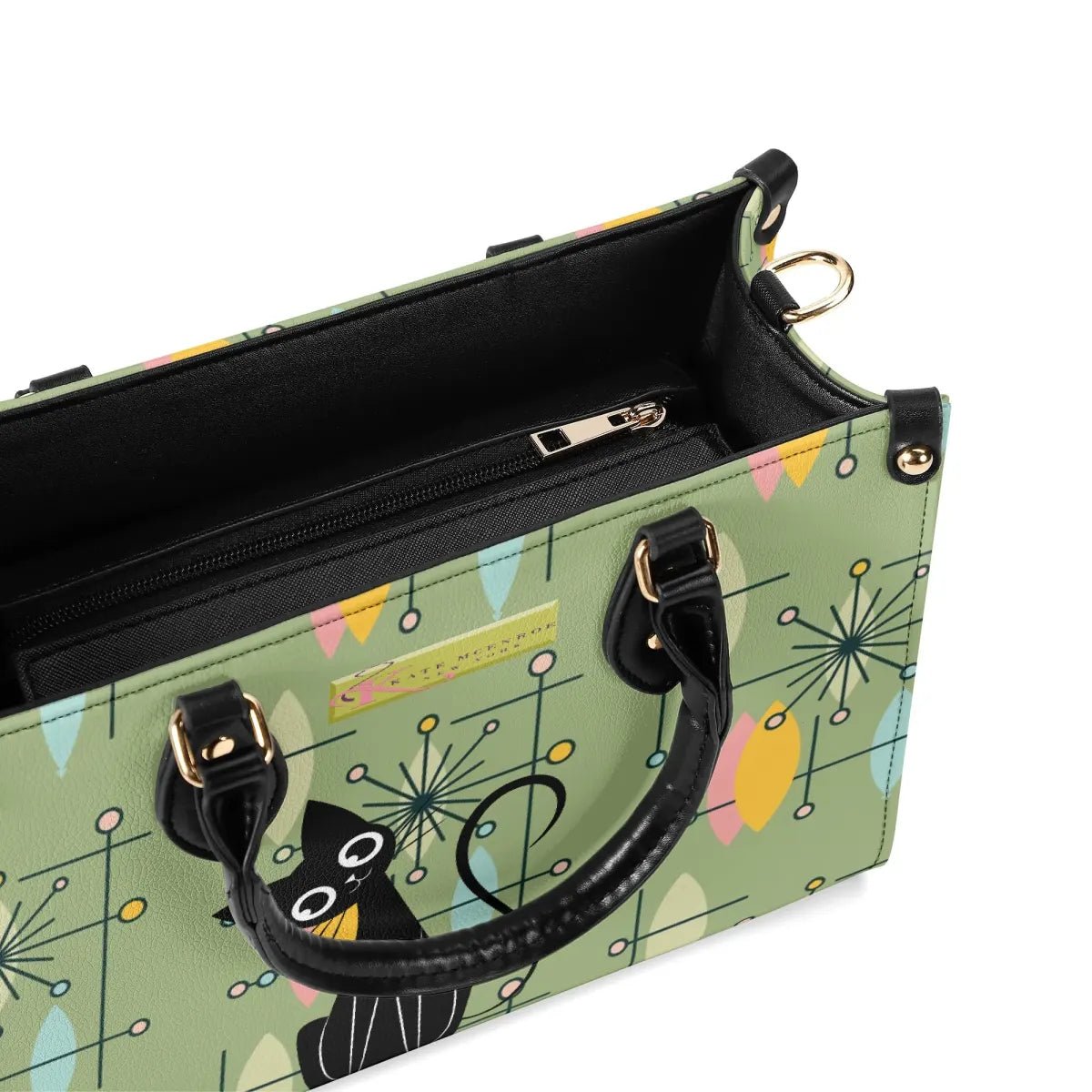 Kate McEnroe New York Kitschy Atomic Cat Starburst Mid Century Modern Retro SatchelHandbagsN67MMDXW-1